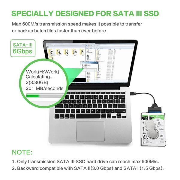 Адаптер USB 3.0 - SATA (22+7) 2.5' HDD SSD подключить жесткий диск или ССД как ЮСБ флешку (для ТВ, автомагнито 3303 фото