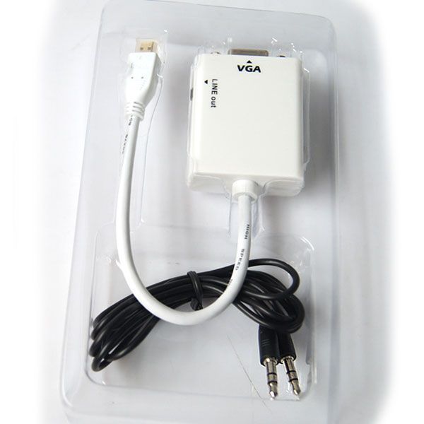 Мініперетворювач micro HDMI Male на VGA + Audio Female HD відео 1080P Активний портативний перетворювач 2413 фото