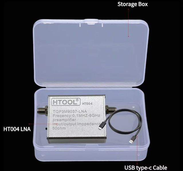 Усилитель HT004 TQP3M9037 LNA 20dB 0.1MHz-6GHz USB Type-C в металлическом корпусе VHF UHF RF в мет.корпусе Low Noise Amplifier High Gain Amplifier for Shortwave FM Radio RF Power Preamplifier Версия НТ004 - без встроенной АКБ. Предназначен для усиления сл 8083 фото