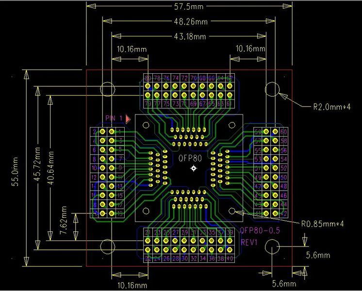 ZGOE01 rev.2 переходник LQFP80 TQFP80 QFP80 #2 (шаг 0.5 мм) socket адаптер переходник IC chip для программиров 4738-2 фото