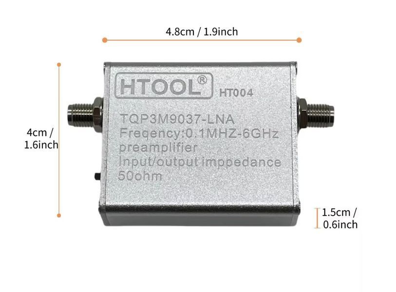 Усилитель HT004 TQP3M9037 LNA 20dB 0.1MHz-6GHz USB Type-C в металлическом корпусе VHF UHF RF в мет.корпусе Low Noise Amplifier High Gain Amplifier for Shortwave FM Radio RF Power Preamplifier Версия НТ004 - без встроенной АКБ. Предназначен для усиления сл 8083 фото