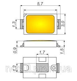 Светодиод SMD 5730, 5730WC 150mA white color, белый свет светодиодная лента 3790 фото