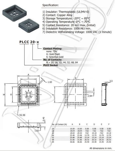 PLCC52 сокет панелька ІС слот під встановлення паяння DIP socket 5338 фото