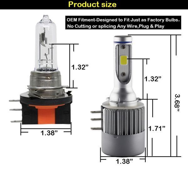 IJDM Світлодіодні LED-лампи головного світла H15 72 Watt 2350LM 6500 К Cree COB DRL Canbus 12V DC (NI5-CSP) Audi 5881 фото