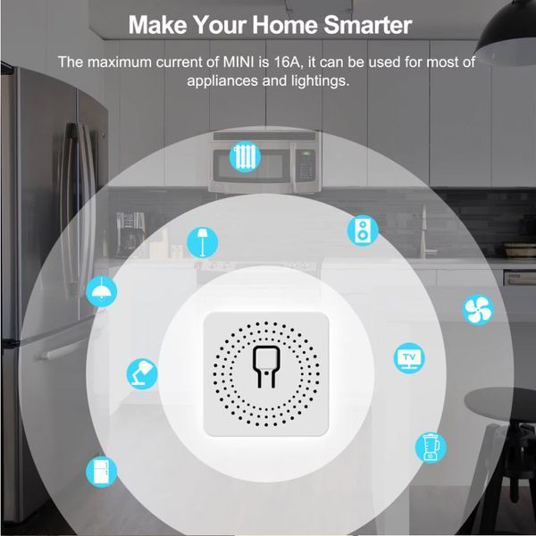 Tuya AP-SMT-Breaker01-1CH мініреле вимикач розумна розетка 16A Wi-Fi (802.11 b/g/n) Smart Socket Smart Plug 7988 фото