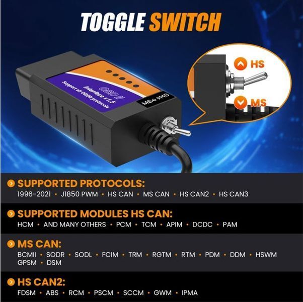 ELM327 V1.5 USB адаптер с переключателем линий (HS/MS/CAN) и чипом PIC18F25K80 &ndash; диагностический сканер для автомобилей OBD2 Mazda Ford Lincoln 2373-2 фото