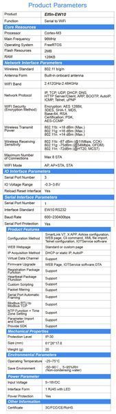 Elfin-EW10А(RP-SMA) конвертер RTU RS232 - WiFi Modbus TCP-IP DIN (на DIN-рейку) внешняя антена + ДИН планка + кабель Elfin-EW10A(RP-SMA) - это высокоэффективный преобразователь последовательного интерфейса RS232 в беспроводную сеть Wi-Fi (стандарт TCP/IP) 5374-4 фото