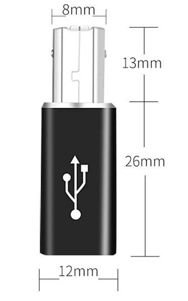Перехідник USB B (тато) midi - USB Type-C (мама) універсальний адаптер на квадратний роз'єм під принтер 8209 фото