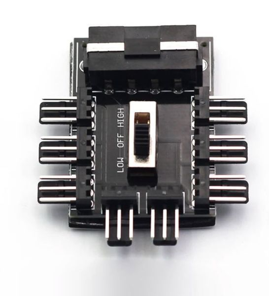 Хаб сплиттер для вентиляторов охлаждения 1-8 порт. (3-pin/4-pin) разветвитель с питанием Molex 4р для ПК и майнинга PWM Cooler Fan HUB Splitter CPU SYS 6134-3 фото