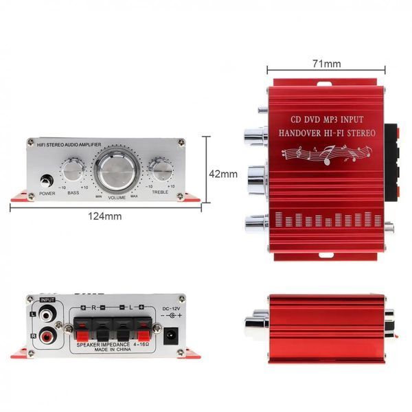 Аудио усилитель звука HY-2001 Hi-Fi 12V 40W (2*20W) Mini Auto Car Stereo Amplifier 2 Channel 4759 фото