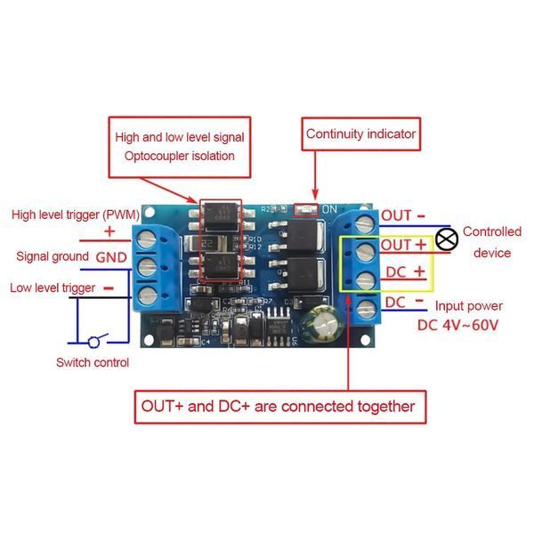 GMOS Плата ШІМ-модуль драйвер тригерний перемикач (600W 10А) ключ MOSFET High-Power MOS Tube FET Trigger 7806 фото