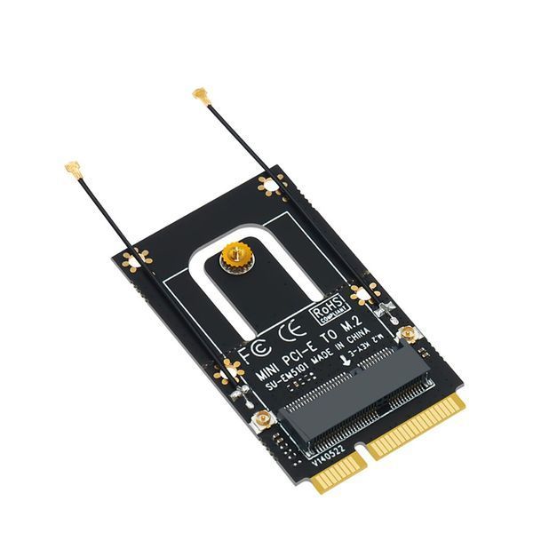 SU-EM5101 Перехідник M.2 NGFF (key E) - Mini PCI-E (PCIe+USB) Adapter For M.2 Wifi Bluetooth IPEX UFL (пігтейл) 6895 фото