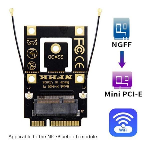 SU-EM5101 Перехідник M.2 NGFF (key E) - Mini PCI-E (PCIe+USB) Adapter For M.2 Wifi Bluetooth IPEX UFL (пігтейл) 6895 фото