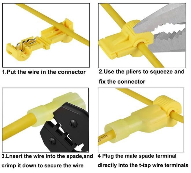 QSC805 20А T-Tap коннектор скотчлок клемник зажим Scotch Lock (AWG12-14 2-4 мм2) -желтый- соеденитель скрутка автомобильной проводки быстрое сращивания проводов Cable Snap Lock Wire Electrical Cable Connector Red Insulated Quick Splice Terminals Crimp For 3930-2 фото
