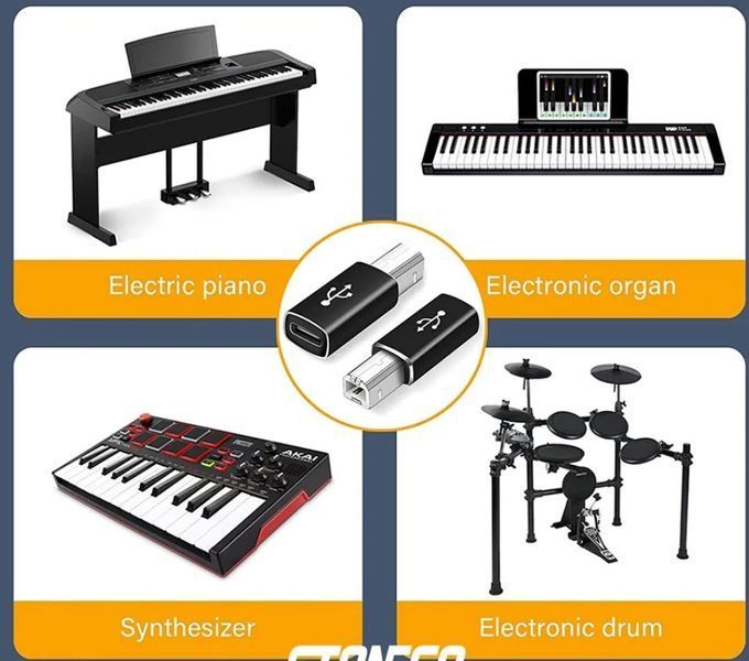 Перехідник USB B (тато) midi - USB Type-C (мама) універсальний адаптер на квадратний роз'єм під принтер 8209 фото