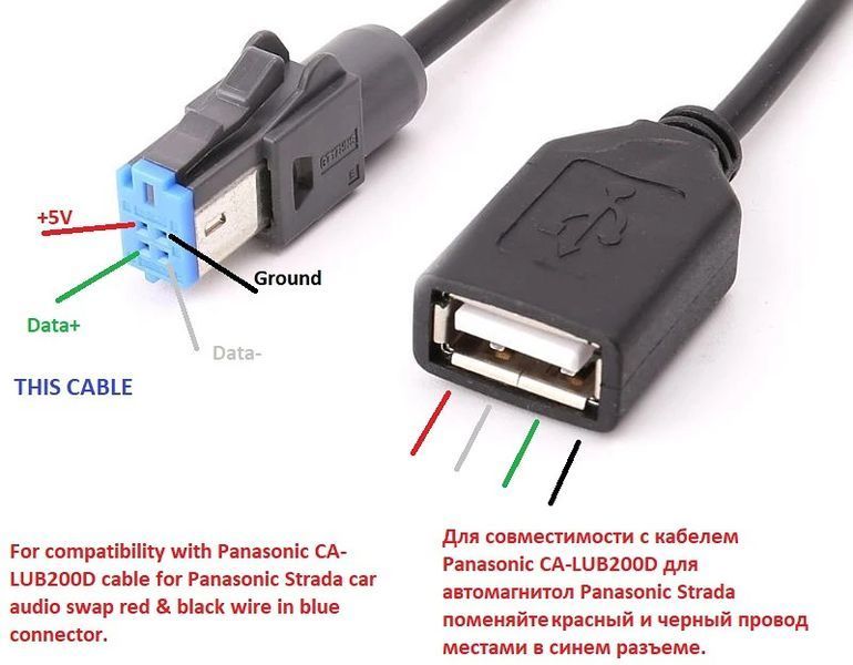 Кабель (4-pin) USB для підключення ЮСБ флешок mp3 музика ГУ інтерфейс перехідник авто Nissan (Teana Qashqai) Infiniti (M37) Panaso 7587 фото
