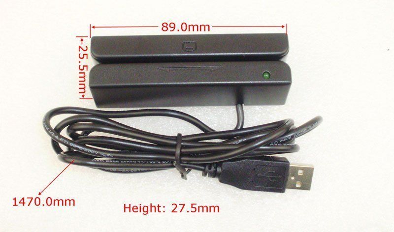 USB MSR100 зчитувач пластикових карток із магнітною смугою Magnetic Reader Data Collector USB Strip Card 3 Tr 6583 фото