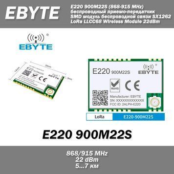 EBYTE E220 900M22S (868-915 MHz) беспроводный приемо-передатчик SMD модуль беспроводной связи SX1262 LoRa LLCC 6926 фото