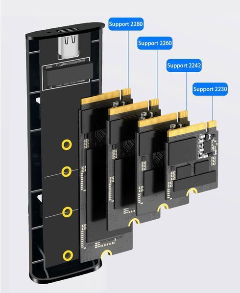 Кишеня CoolFish M8Pro-NVMe SSD M.2 USB 3.2 (Gen.2) + перехідник під Type-C алюмінієвий корпус + кабель (колір С 7244-2 фото