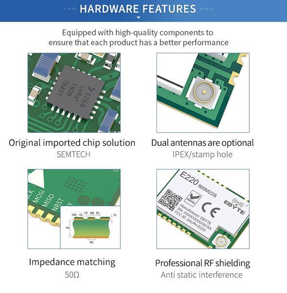 EBYTE E220 900M22S (868-915 MHz) беспроводный приемо-передатчик SMD модуль беспроводной связи SX1262 LoRa LLCC 6926 фото