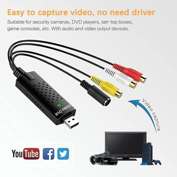 Устройство видеозахвата EasyCAP USB 2.0 RCA video+audio,+S-Video плата оцифровки VHS TV просмотр наблюдение че 0473 фото