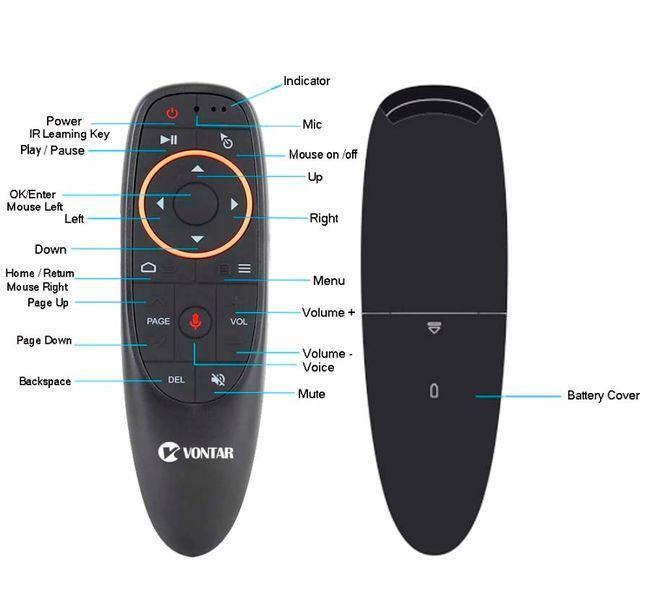 Пульт ДУ для ПК Android G10 аэро мышь Air mouse USB 2.4G (гироскоп + голосовое управление) VONTAR 5236 фото