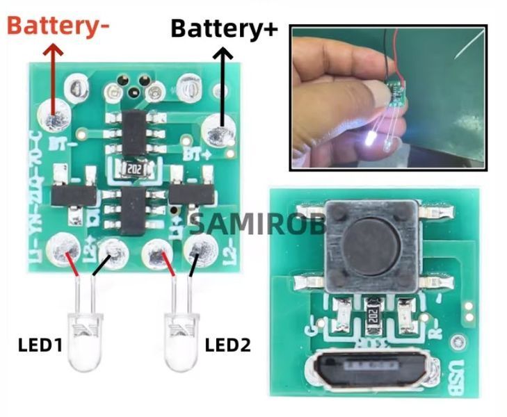 Універсальний драйвер для ліхтаря 3.7-4.2 В SM-48 (micro USB) Samirob I2-YN-YY411 DIY LED плата драйвер 18650 21700 USB інтегрований модуль 8114-2 фото