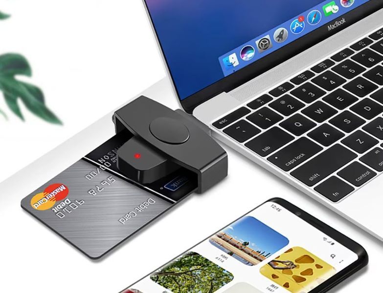 ZW-12 EMV IC DNIE Chip DNI Smart Card Универсальный кард-ридер USB Type-C (62*24 мм) для смарт-карт, CAC, SIM, банковских карт (Windows/Mac/Android) ID Smart Card Reader Type-C Electronic DNI Reader 6582-5 фото