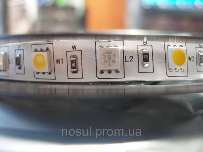 Стрічка (котушка 5 метрів) тепле світло 5050-60-IP20-RGB/WW-12 (60 світлодіодів 5050 LED в 1 метрі) температура 5326 фото