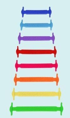 Шнурки силиконовые (8 пар = 16 шт) цвет RAINBOW радуга (разноцвет) для обуви без завязок 7036 фото