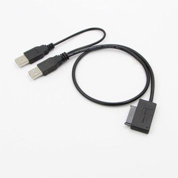 Адаптер USB 2.0 +питание - Sata 13P Slimline (7+6 Pin) SATA DVD CD Rom кабель соединительный переходник ДВД оп 3465 фото