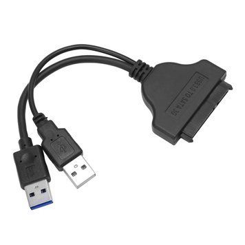 Адаптер USB 3.0 (х2 USB) &mdash; SATA (22+7) для під'єднання HDD/SSD перехідник кабель подвійний ЮСБ 4906 фото