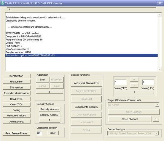 Vag Can Commander 5.5 Pin Reader 3.9 для коригування одометра Адаптер Vag can Commander 5.5 призначений для 3151 фото