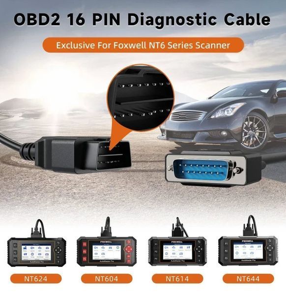 Кабель подовжувач OBD2 J1962 (1.3 м) FOXWELL KW850 NT624 NT644 Male "тато" DB15 для автомобільної діагностики ремонт заміну  8201 фото