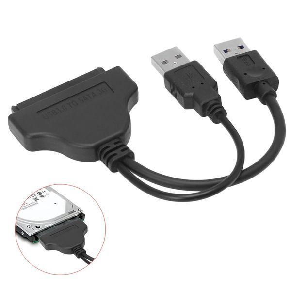 Адаптер USB 3.0 (х2 USB) - SATA (22+7) для подключения HDD/SSD переходник кабель двойной ЮСБ 4906 фото