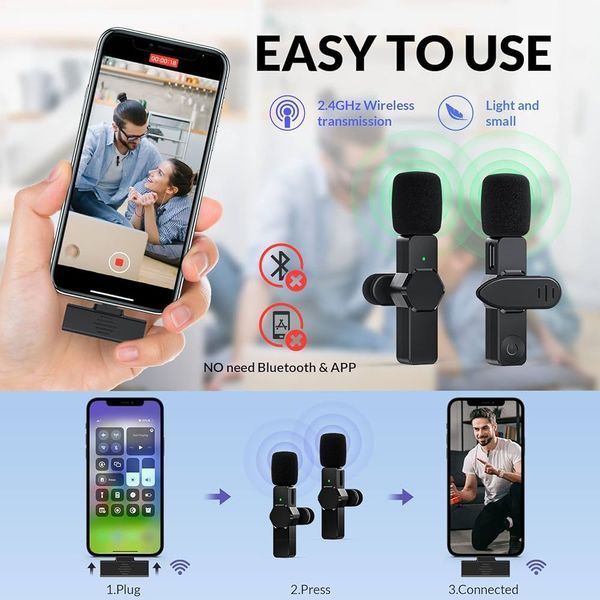 Беспроводной микрофон Wireless Lavalier Microphone** Прекрасный подарок для всех, кто занимается созданием ко 7862 фото