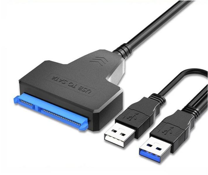 Кабель SATA (22+7) - USB 3.0 с двойным USB и доп.питанием DC 3,5 мм &ndash; адаптер для HDD/SSD 2.5/3.5" с усиленным питанием 4906-2 фото