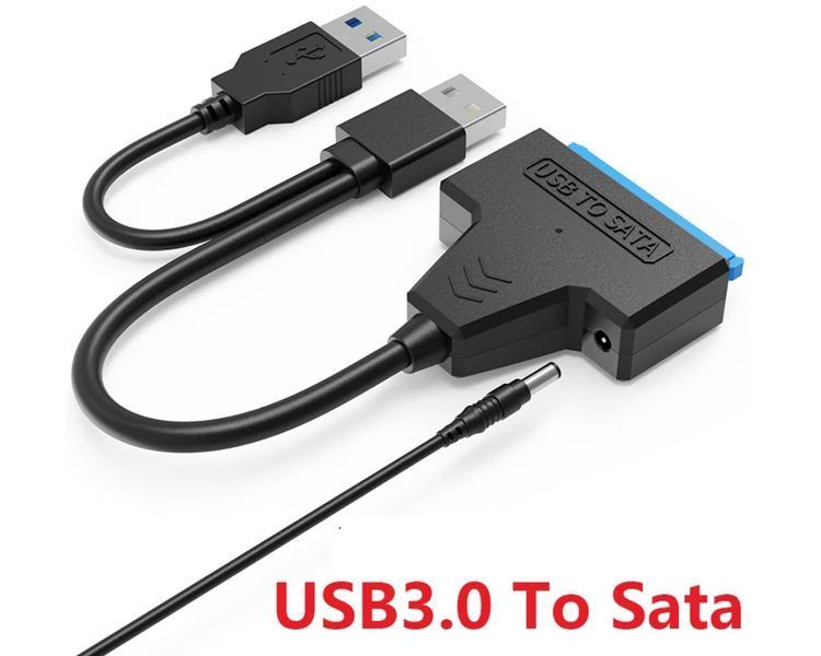 Кабель SATA (22+7) - USB 3.0 с двойным USB и доп.питанием DC 3,5 мм &ndash; адаптер для HDD/SSD 2.5/3.5" с усиленным питанием 4906-2 фото