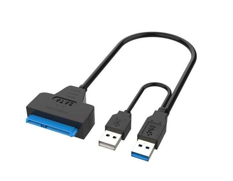 Кабель SATA (22+7) - USB 3.0 с двойным USB и доп.питанием DC 3,5 мм &ndash; адаптер для HDD/SSD 2.5/3.5" с усиленным питанием 4906-2 фото