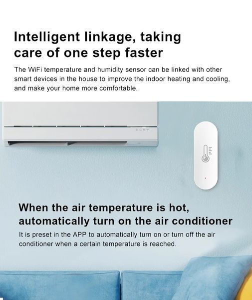 IHSENO Tuya WiFi 2.4 GHz BT Sensor Датчик температури та вологості Smart Life APP Smart Home (Amazon Alexa, Google Assistant) 7437 фото