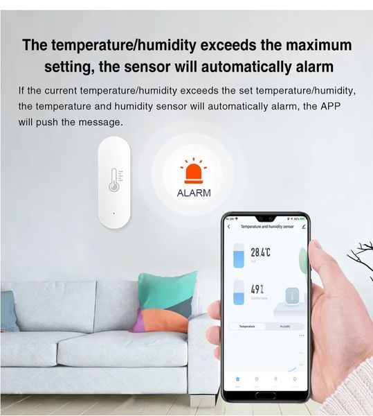 IHSENO Tuya WiFi 2.4 GHz BT Sensor Датчик температури та вологості Smart Life APP Smart Home (Amazon Alexa, Google Assistant) 7437 фото