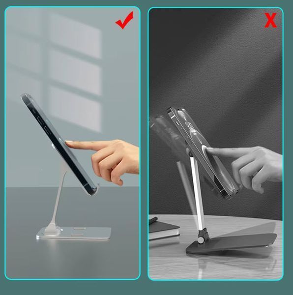 Подставка для телефона, метал (СЕРЕБРО) Folding Portable Desktop Metal Mobile Phone Stand 8038 фото