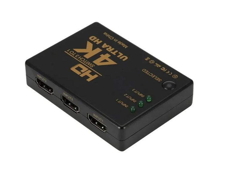 Свитчер коммутатор HDMI 3*1 с ИК ДУ пультом &ndash; переключатель 3 входа / 1 выход для 4K устройств (DVD, HDTV, Xbox, PS4) видео+аудио (3 HDMI in - 1 HDMI out)&nbsp; 3511-2 фото