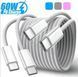 Кабель PD USB 60W 3A (Type-C) папа-папа (1 м) QC 4.0 3.0 цвет БЕЛЫЙ power charge Huawei Samsung Macbook зарядк 7358-2 фото 4