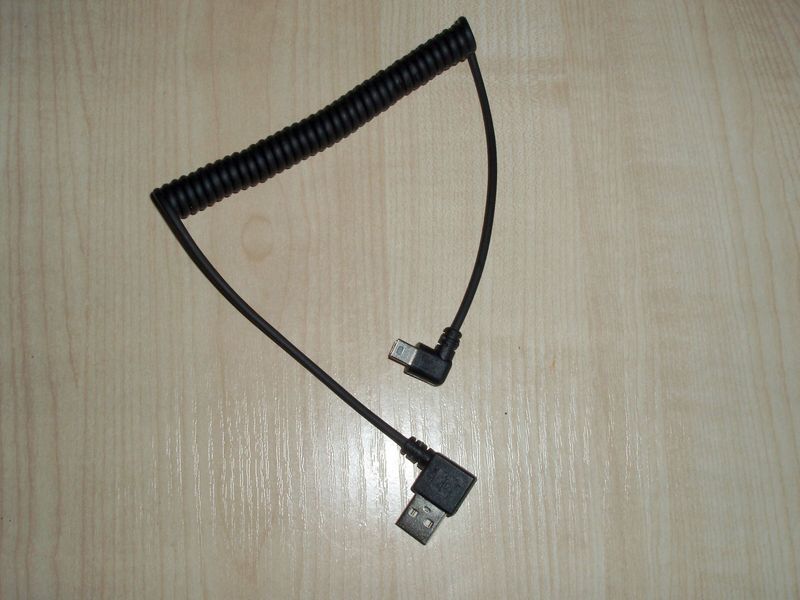 Кабель USB кутовий - mini USB кутовий спіральна навивка (30...120 см) 4662 фото