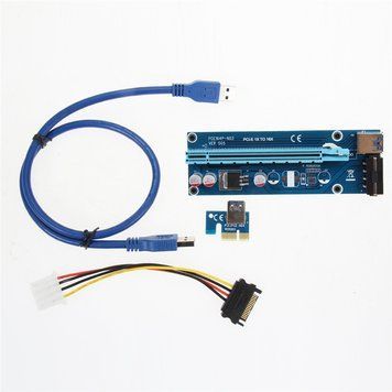 Райзер подовжувач майнінг біткоїн PCIE 1x to 16x USB 3.0 Data Cable/SATA 15pin &mdash; IDE Molex 4pin 4243 фото