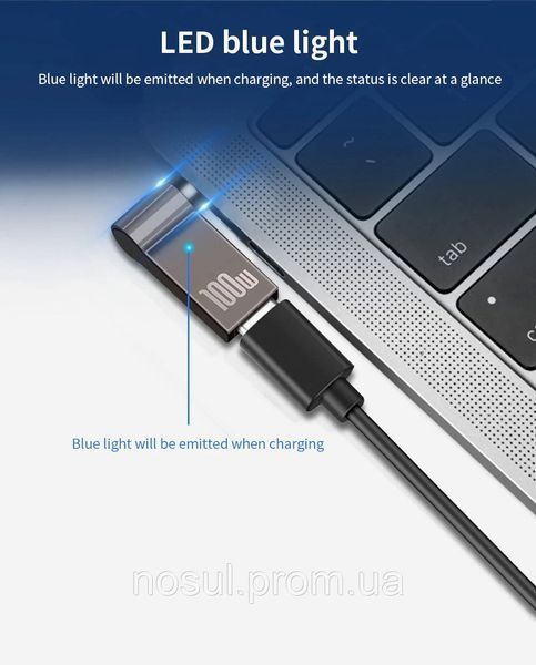 PD 100W (Type-C, GaN) 5A 20V 4.8*1.7 мм (HP Hewlett-Packard) перехідник адаптер для зарядного пристрою конектор для БП кутовий 7332 фото