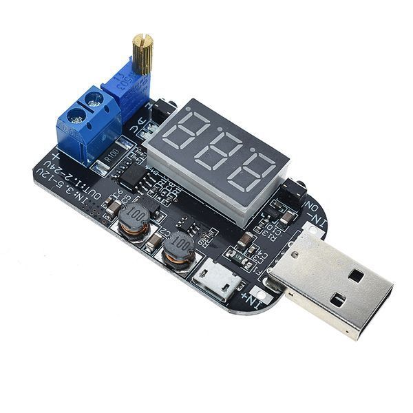 USB-перетворювач XY-UP Boost/Buck Input-DC-3.5-12V Output-DC-1.2-24V з вольтметром і регулюванням напруги 5623 фото