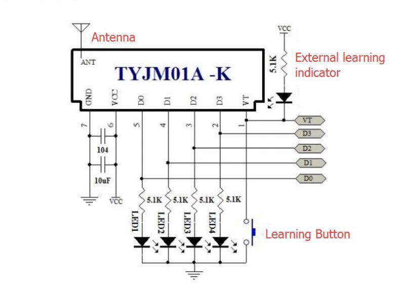 TYJM01A-K приемник плата модуль (433 MГц, FMD A2K2RKE 9.81563) кодировка обучение 1527 Learning Code Decoder M 7250 фото