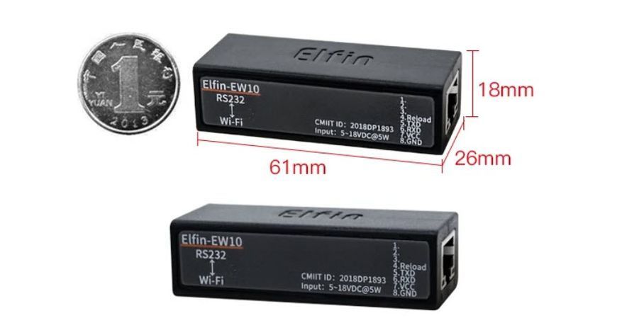 Elfin-EW10А конвертер RTU RS232 - WiFi Modbus TCP-IP DIN (на DIN-рейку) планка + кабель 5374-2 фото